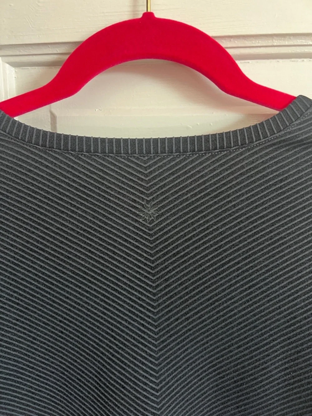 Athleta Charcoal Gray Thin-Striped Long Sleeve Crew - Picture 4 of 5